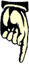 An animated picture of a hand pointing downward